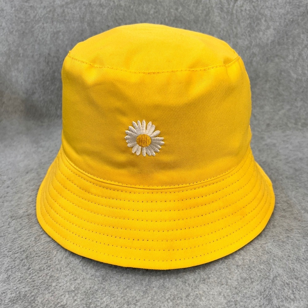 Daisy Embroidered Mens Yellow Unbranded Bucket Hat Reversible Floral OSFA